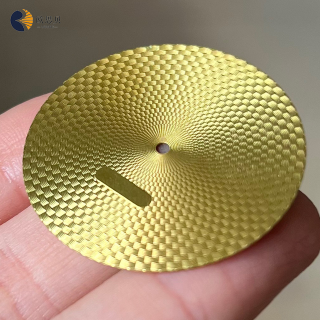 Custom Brass Watch Dial Golden 35.6*0.4mm Calendar Oil Pressure Pattern 27.8*0.4mm Applied Index Parts Customizable Watch Dial