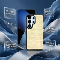 Étui de téléphone en cuir PU à motif crocodile - Protection de l'objectif surélevée, antichoc, anti-chute, coque arrière pour Samsung/iPhone 18
