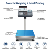 Balance de comptage industrielle de type POS avec imprimante intégrée, pour l'impression d'étiquettes de codes-barres adhésives, capacité 30-500 kg