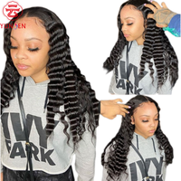 Perruque Lace Front Transparente 13x4 Sans Colle 100% Cheveux Humains Vierges Remy, Bonnet Élastique, Coupe Bob, Ondulations Souples, Tresses Africaines, Compatible DIY, Résistante à la Chaleur