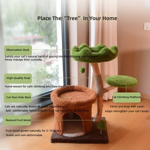 <span class=keywords><strong>Arbre</strong></span> à chat moderne tout-en-un en bois massif et sisal, personnalisable, pour chats de grande taille, avec griffoir en bois naturel et fruits, vente en gros - Product Image 3
