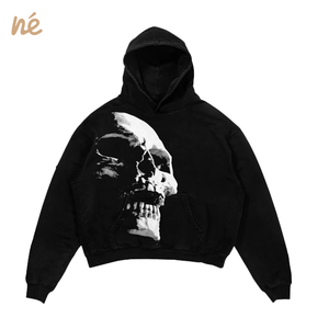 Sweter bertudung modis kelas atas, Sweatshirt kasual nyaman ukuran besar dengan lengan panjang desain bordir untuk Halloween - Product Image 2