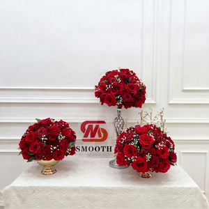 โรงงาน LEDA ขายส่งดอกกุหลาบแดงประดิษฐ์ขนาด 30 ซม. รูปทรงกลม สำหรับงานแต่งงาน วันวาเลนไทน์ ของตกแต่งโต๊ะกลาง ทำจากผ้าไหม - Product Image 1