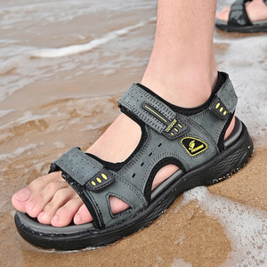 Sandales pour hommes, grandes tailles, en cuir souple, semelle souple, résistantes à l'usure, antidérapantes, pour jeunes - Product Image 3