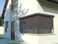 Volet roulant électrique vertical moderne en alliage d'aluminium extérieur avec finition enduite de poudre durable et résistante à la pluie pour entrepôt