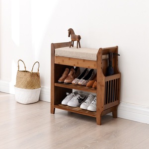 Bamboo Shoe <b>Bench</b> With Cushion 60Cm 80Cm 100Cm Storage For Entryway Scandinavian Style - Product Image 4