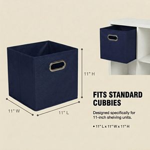 Lot <span class=keywords><strong>de</strong></span> 6 paniers <span class=keywords><strong>de</strong></span> <span class=keywords><strong>rangement</strong></span> en tissu épais, tiroirs pliables, cubes organisateurs avec doubles poignées métalliques - Product Image 2