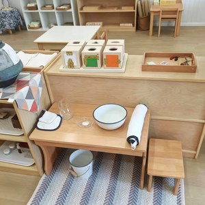 Tavolo Sensoriale Montessori in Legno di Faggio per Bambini, Arredamento in Legno per Asili <span class=keywords><strong>e</strong></span> Scuole Materne, Tavolo per Attività con Sabbia <span class=keywords><strong>e</strong></span> Acqua - Product Image 5