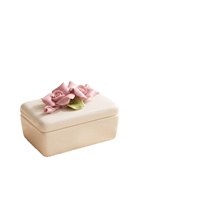 Boîte à bijoux rectangulaire en céramique faite à la main, style fleur créative et mignonne, pot de rangement, décoration de bureau créative pour fille, souvenir