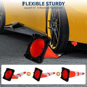 Cônes de signalisation CITICITY de 28 pouces avec base lestée - Cônes de sécurité en PVC orange pour la construction, les parkings, les allées - Product Image 4