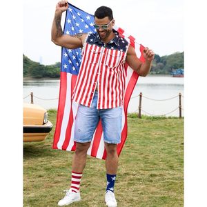 Ensemble Gilet Homme Personnalisé Drapeau Américain Sans Manches en Polyester, Cape, Lunettes de Soleil et Chaussettes Patriotiques pour le 4 Juillet et la Fête de l'Indépendance - Product Image 3