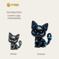 Statuette de chat noir en résine de style cyberpunk personnalisée, figurine d'animal robot personnalisée, sculpture 3D peinte à la main