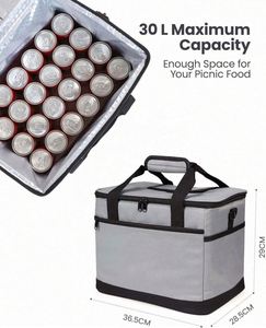 กระเป๋าเก็บความเย็นแบบมีโลโก้สั่งทำปี 2024 ความจุ 30 ลิตร สำหรับใส่อาหารกลางวัน เก็บความร้อนและความเย็นได้ ป้องกันการรั่วซึม มีสายสะพายและช่องใส่ของหลายช่อง - Product Image 6