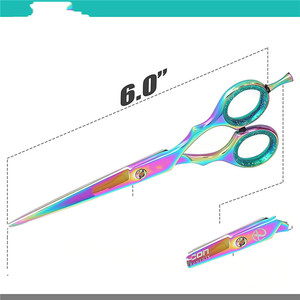 Ciseaux à cheveux électro-plaqués colorés en acier inoxydable 62 mm à tête droite, outils professionnels de coiffure et de beauté - Product Image 4