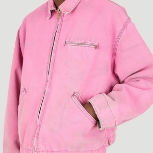 Custom High Quality Crop Washed Work Custom Logo Designer Outdoor Vintage Custom <b>Jacket</b> for Man <b>Denim</b> <b>Jacket</b> in <b>Pink</b> - Product Image 3