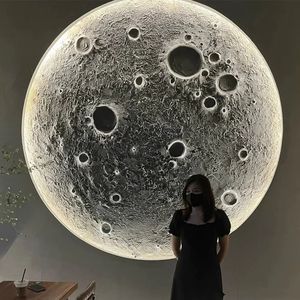 3D driedimensionaal ontwerp decoratie wandlamp voor woonkamer camping achtergrond muur ronde maan decoratie grote muurschilderinglamp - Product Image 2