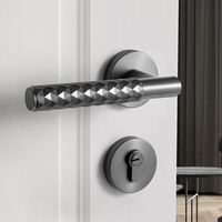 Serrure de porte grise pour intérieur, poignée de porte en alliage d'aluminium symétrique pour chambre, mécanismes de serrures à levier d'entrée, modèle Matrix