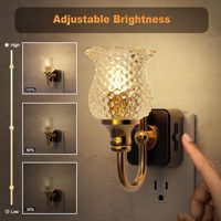 Veilleuses à intensité variable LOHAS, décoration de vanité, capteur crépusculaire, veilleuse LED vintage en verre en forme de fleur pour chambre et couloir
