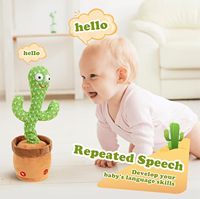 Cactus interactif parlant et dansant, jouet en peluche douce avec lumières LED, imite les sons, joue 120 chansons, pour anniversaire et anti-stress