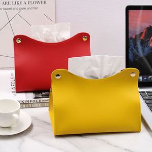 PU Leather Tissue Cover Rectangle Issue Holder Modern Tissue Box for Vanity Countertop <b>Night</b> <b>Stands</b> - Product Image 3