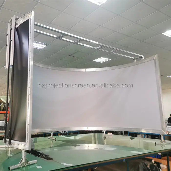 Telon Fabrik kunden spezifische Größe gebogene Form Aluminium rahmen Außen projektions wand mit PVC-Stoff gebogene Projektions wand