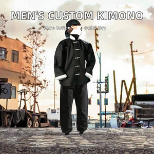 Nouvelle veste décontractée pour homme, style kimono, 100 % coton, séchage rapide, streetwear, sportswear, arts martiaux, par un créateur de mode - Product Image 2