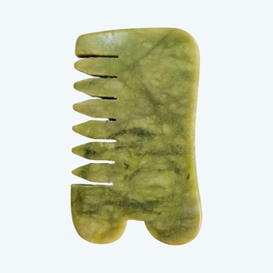 High Quality Green Xiuyan <b>Jade</b> Head Guasha Comb Anti puffiness Massage Therapy Gua Sha Comb - Product Image 6