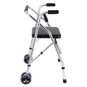 Yixinde Aluminum Alloy Foldable Wheeled <b>Walker</b> With Seat Double Wheel For <b>Elderly</b> Walking Aid - Product Image 4