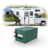 Batterie au lithium 12.8V 200Ah, 2560Wh, coque en métal, conception mince pour camping-car, caravane et systèmes solaires