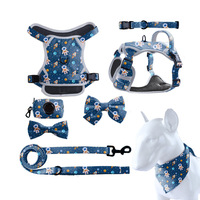 Ensemble personnalisé de laisse et collier pour chien en nylon, motif fusée astronaute, serviette anti-bave, harnais, ensemble de 6 pièces