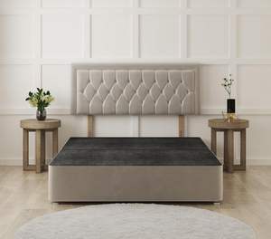 COZY HUB LTD Hilton <span class=keywords><strong>Florida</strong></span> Divan Yatak 10 İnç Ortopedik Düğmeli Yatak Peluş Kadife Başlık-Lüks Divan Takımı 2 Çekmeceli (Siyah) - Product Image 6