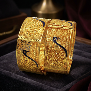 Bracelets de mode en gros Kada plaqués or 14K 18K 24K en laiton avec motif paon pour bijoux de mariages traditionnels - Product Image 3