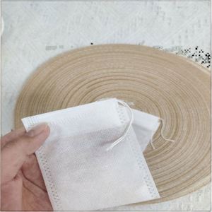 12*14Eco-Friendly Disposable Tea <b>Bags</b> with Cotton <b>Draw</b> <b>Strings</b> Drawstring Mesh Filter for Loose Leaf Tea for Household Food Use - Product Image 1