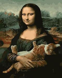 CHENISTORY DZ992414 DIY pintura por números <span class=keywords><strong>Mona</strong></span> <span class=keywords><strong>Lisa</strong></span> y gato regalo único dormitorio decoración pared arte sobre lienzo colorear por números - Product Image 1