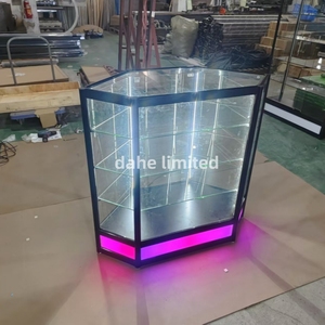 Vitrine de vitrine de vision supplémentaire de <span class=keywords><strong>luminaire</strong></span> de magasin de détail avec vitrine d'angle légère présentoir de comptoir en verre de magasin de fumée - Product Image 1