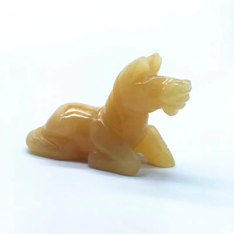 Wholesale crystal fengshui crafts animals zodiac carving natural yellow jade horse