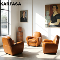 Canapé-fauteuil de luxe en cuir véritable de style rétro européen-américain pour salon, fauteuil de designer pour bureau, meubles personnalisables