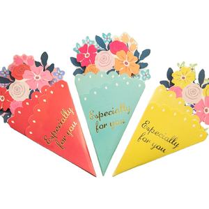 Biglietto di auguri di san valentino con stampa in oro personalizzato grossista biglietto di auguri con Bouquet di stampa - Product Image 1