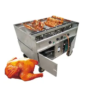 6 linhas de carvão grill elétrico máquina de assar frango peixe ou frango torrador de gás comercial