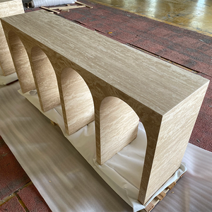 Mesa de consola de travertino para decoración del hogar, mesa de centro nórdica moderna con forma de arco de entrada, mesas de consola de decoración de mármol travertino - Product Image 4