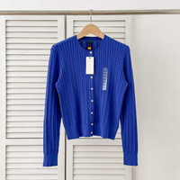 Cardigans en tricot 100 % coton de luxe pour femmes, anti-bouclage, col rond, boutonnés, pour tenues quotidiennes