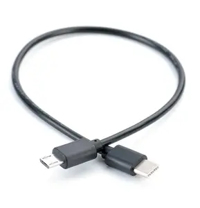 Grosir hitam 30cm dasar USB 3.1 Tipe C ke mikro B 2.0 kabel pengisi daya OTG pendek untuk ponsel