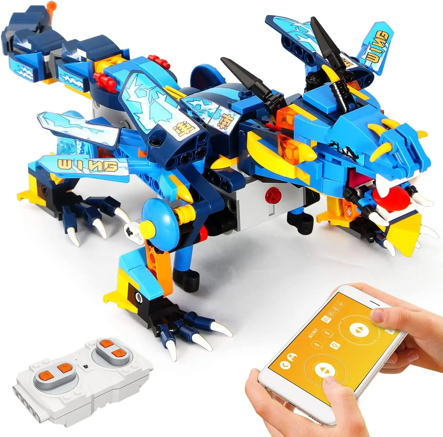 Flytec Dragon Building Blocks Toys 410Pcs with 2.4GHz RC and APP Control DIY Robot Model Best Gifts Toys for Adult and Kids