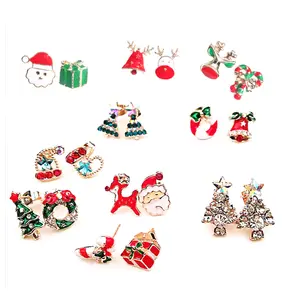 Atacado Jóias Moda Jóias Brincos Colorido Árvore De Natal Snowman Gift Elk Meias Sapatos Earstuds Jóias Brincos