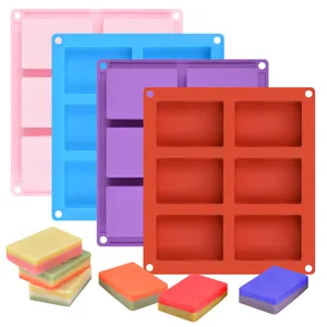 Diy rectangle flamingo baking mold handmade 6 cavity silicone soap mold for candle soap making