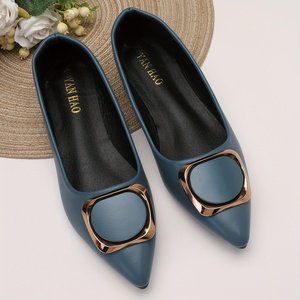 Ladies PU Leather Comfortable <strong>Flat</strong> Loafers Slip-On Closure <strong>Pointed</strong> <strong>Toe</strong> Closed <strong>Toe</strong> Work Shoes for Summer Autumn - Product Image 2
