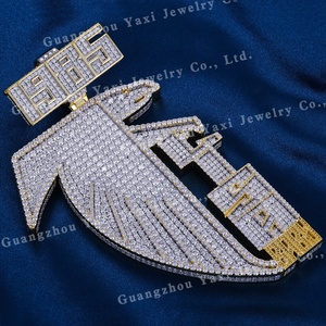 100% pabrik lulus penguji berlian kustom VVS Moissanite liontin Iced Out S925 Perak 9k 10k 14k 18k liontin emas padat - Product Image 1