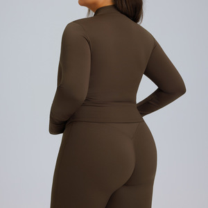 Chaqueta Deportiva de Manga Larga para Mujer, con Cierre, de Secado Rápido, para Fitness, Otoño Invierno, Tallas Grandes, Spandex/Nailon - Product Image 5