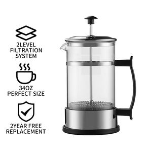 Customieze-cafetera de vidrio resistente al calor de 600ml, máquina de café de Prensa <span class=keywords><strong>Francesa</strong></span> transparente, gran oferta - Product Image 2