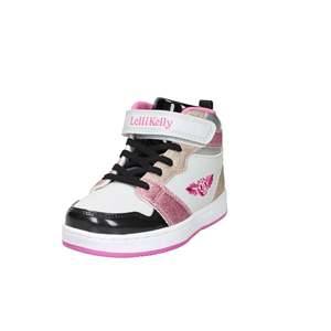 Sneakers Lelli Kelly Bianco Nero per Bambine e Ragazze, Modello High Top con Glitter e Design Rosa - Product Image 2